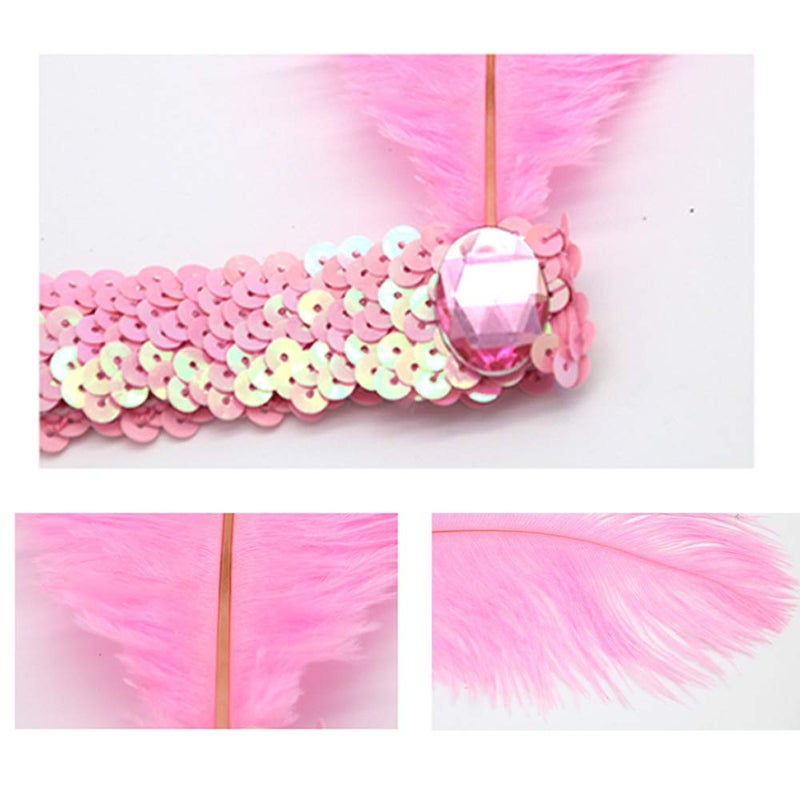 CYIWHI 1920s Flapper Headpiece Sequins Feather Headpiece Women Vintage Rhinestones 1920s Carnival Party Accessory 10pcs (Multi-color) - Image 2